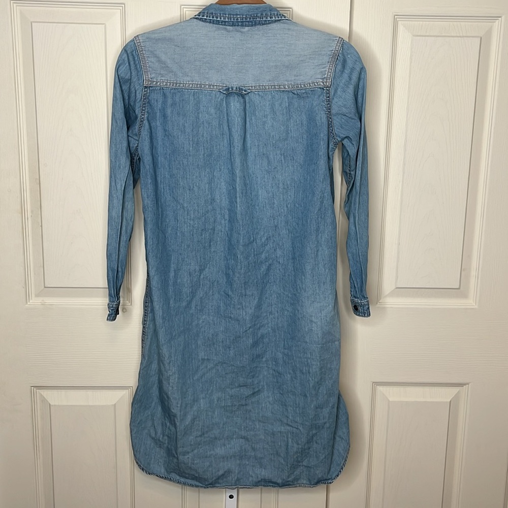 Denim Button-Down Shirt Dress Long Sleeve Size Small - Picture 6 of 11